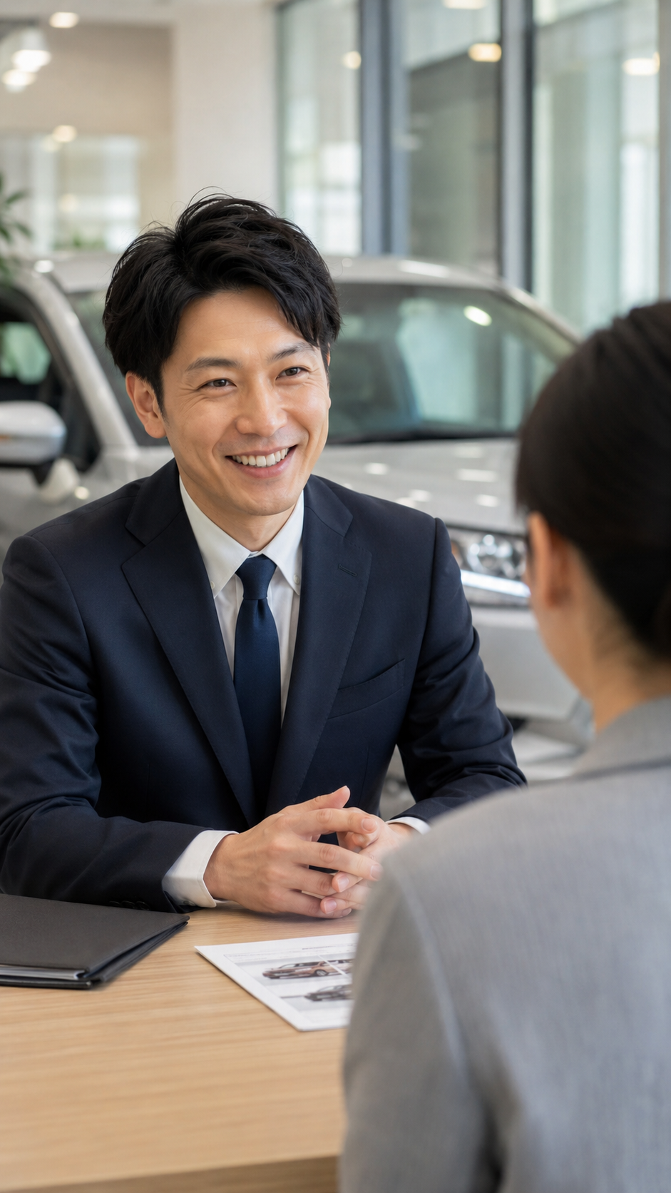 ディーラー営業マンが商談中